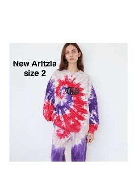 NEW TNA Cozy Fleece Mega tie-dye crew Sweater ⭐️⭐️⭐️⭐️
